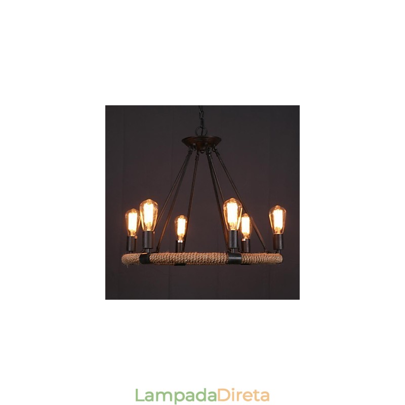 Luminária pendente de metal estilo country mini com pintura