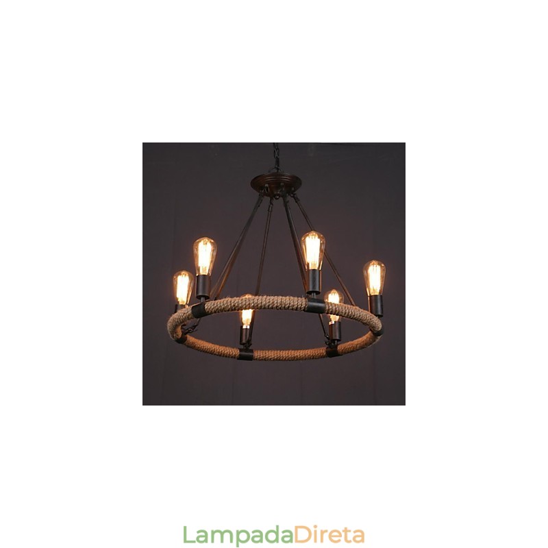 Luminária pendente de metal estilo country mini com pintura