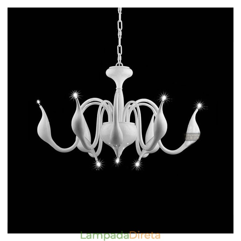 Lustre de metal galvanizado moderno contemporâneo branco de 9 luzes