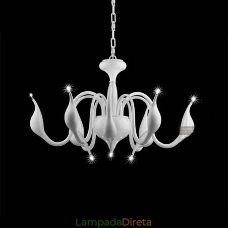 Lustre de metal galvanizado moderno contemporâneo branco de 9 luzes Lustre de metal galvanizado moderno contemporâneo branco de 9 luzes