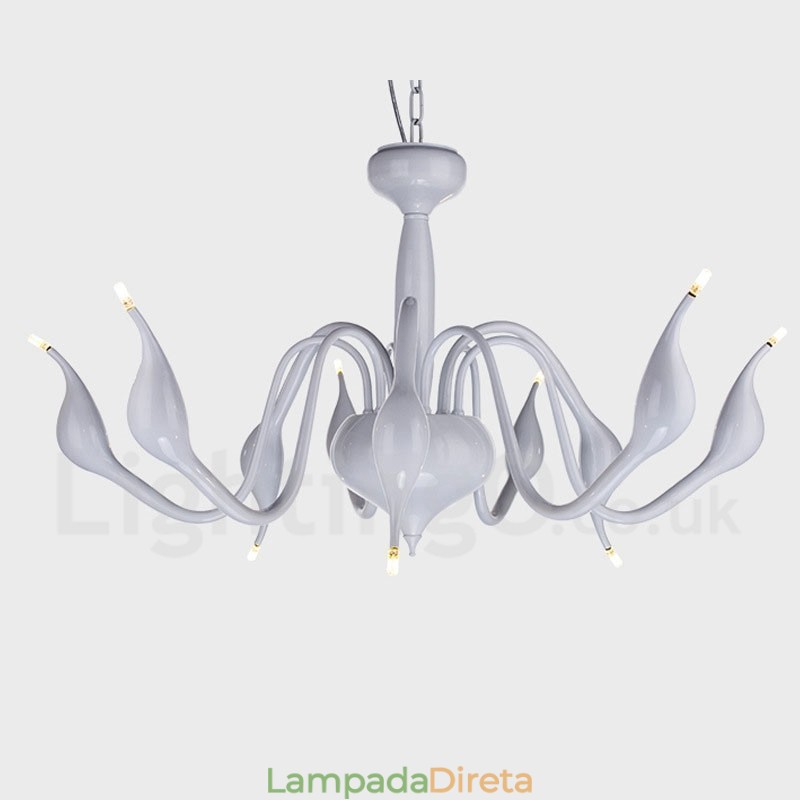 Lustre de metal galvanizado moderno contemporâneo branco de 9 luzes