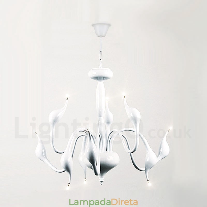 Lustre de metal galvanizado moderno contemporâneo branco de 9 luzes