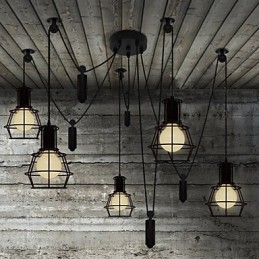 Lustre 5 Cabeças Rústico Lodge Vintage Retro Country Metal