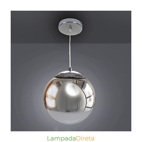 Luminária pendente moderna contemporânea estilo globo mini galvanizada