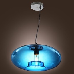 Luminária pendente design moderno lâmpada de vidro azul incluída