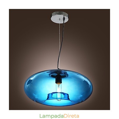 Luminária pendente design moderno lâmpada de vidro azul incluída Luminária pendente design moderno lâmpada de vidro azul incluída