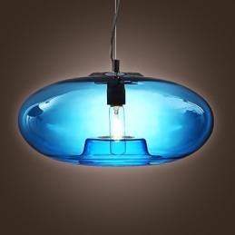 Luminária pendente design moderno lâmpada de vidro azul incluída