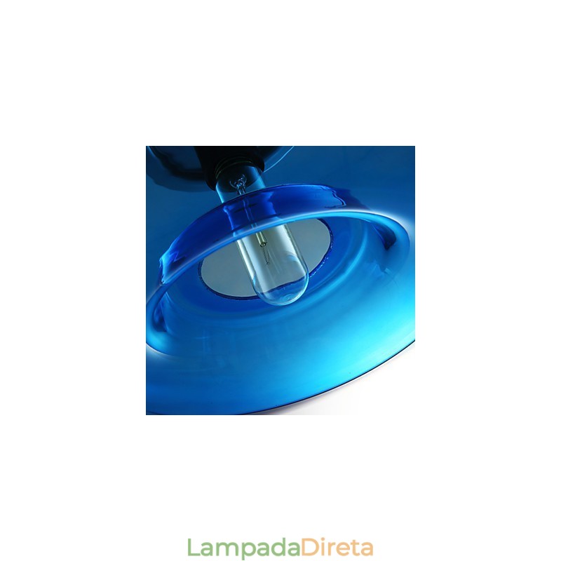 Luminária pendente design moderno lâmpada de vidro azul incluída