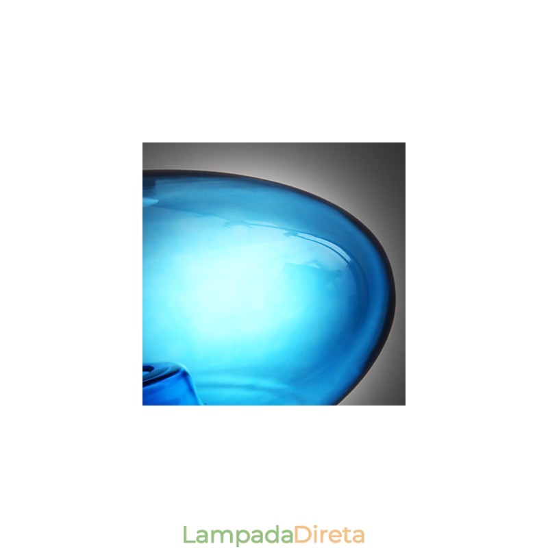 Luminária pendente design moderno lâmpada de vidro azul incluída