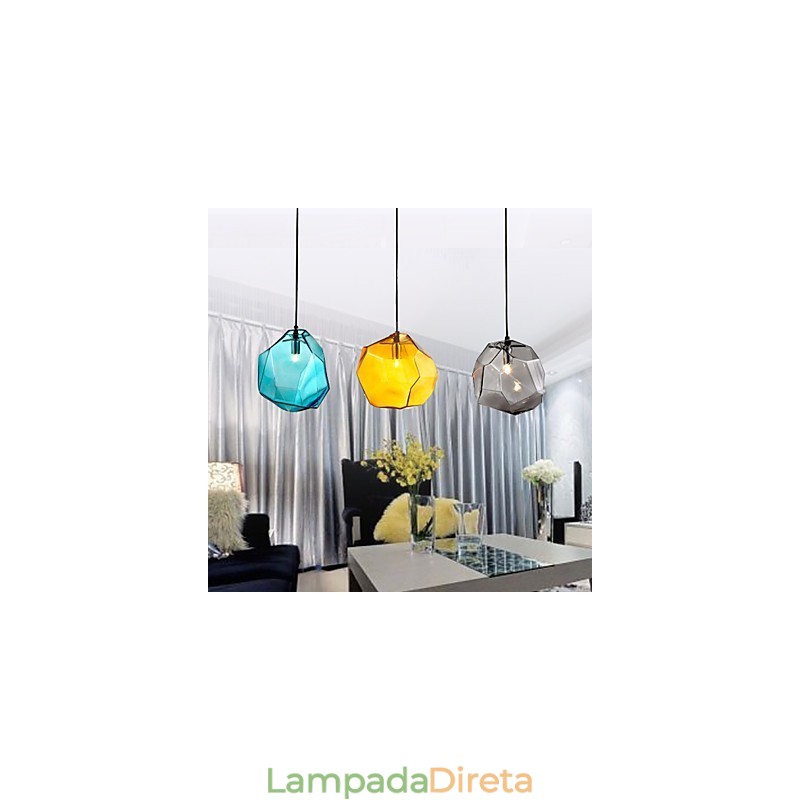 Pendente 3 Luzes Estilo Itália Transparente Galvanoplastia
