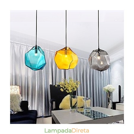 Pendente 3 Luzes Estilo Itália Transparente Galvanoplastia Pendente 3 Luzes Estilo Itália Transparente Galvanoplastia