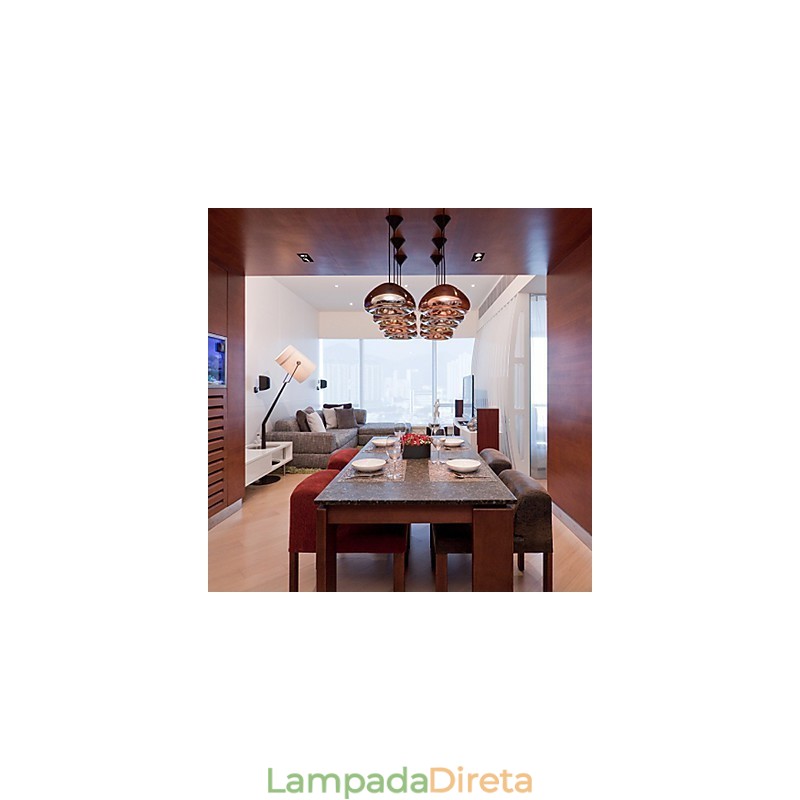 Luminária pendente de metal com pintura contemporânea moderna