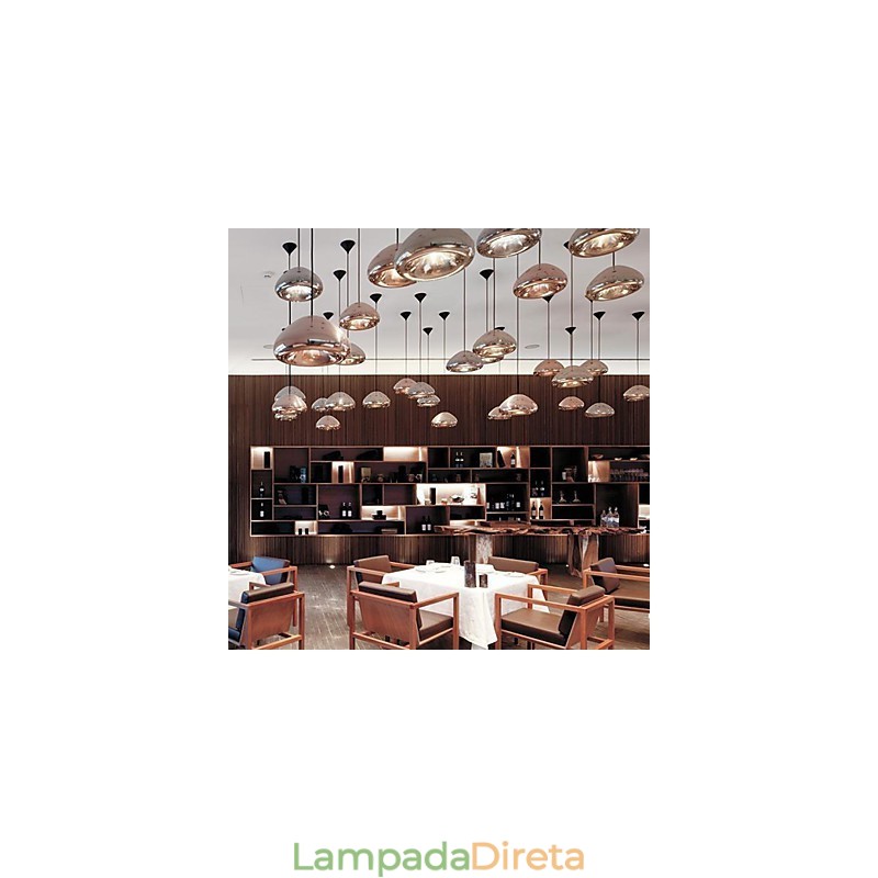 Luminária pendente de metal com pintura contemporânea moderna