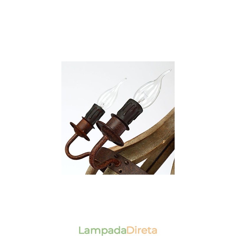 Lustre de madeira e bambu com pintura estilo vintage mini