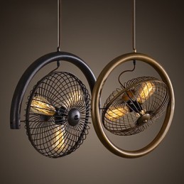 Retro Classic Metal Ceiling Fan Lights Simples Luminárias Pendentes Luminária Pendente Café