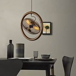 Retro Classic Metal Ceiling Fan Lights Simples Luminárias Pendentes Luminária Pendente Café