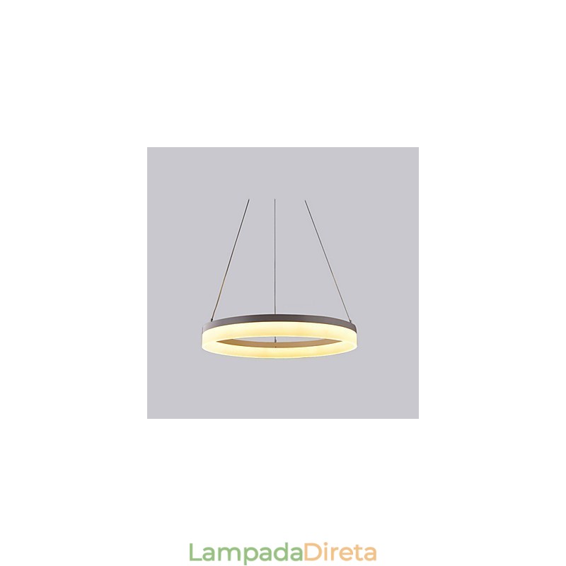 1 Anel 3 Argolas Lustre Art Déco 60cm Luz Suspensa 36W