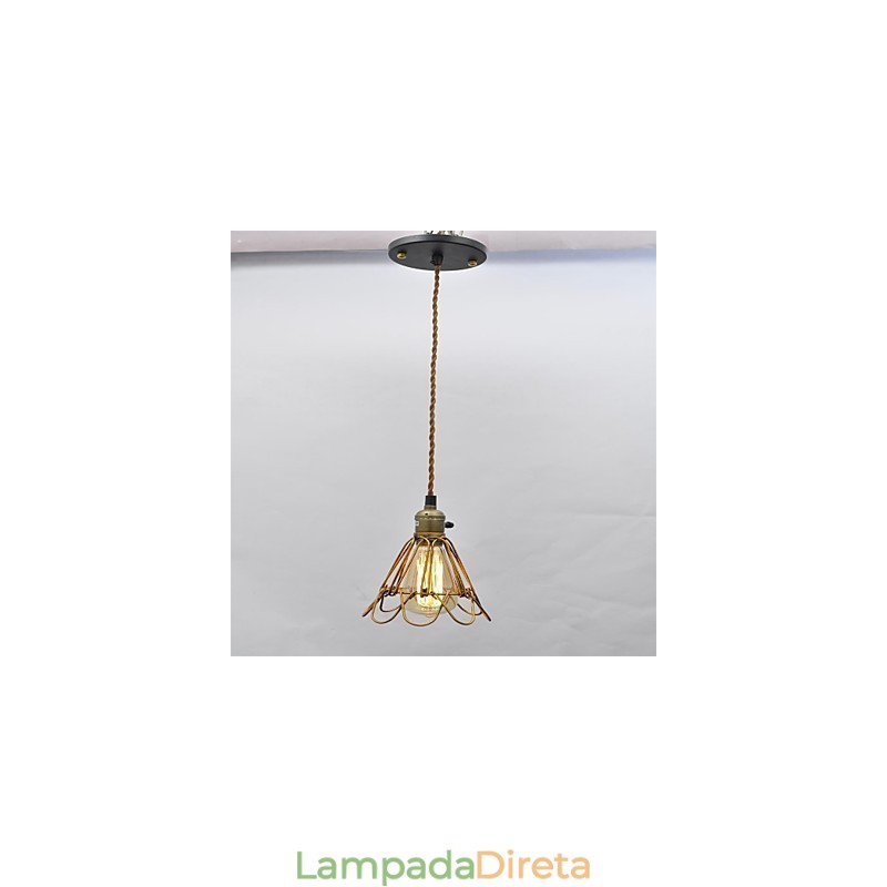 Lustre de ferro estilo americano, estilo vintage, com cabeça única, estilo lótus