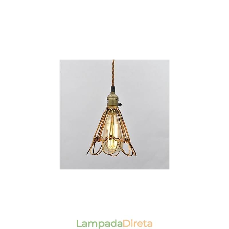 Lustre de ferro estilo americano, estilo vintage, com cabeça única, estilo lótus