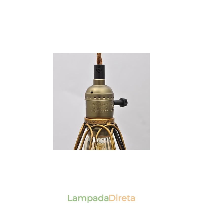 Lustre de ferro estilo americano, estilo vintage, com cabeça única, estilo lótus