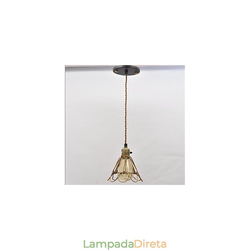 Lustre de ferro estilo americano, estilo vintage, com cabeça única, estilo lótus