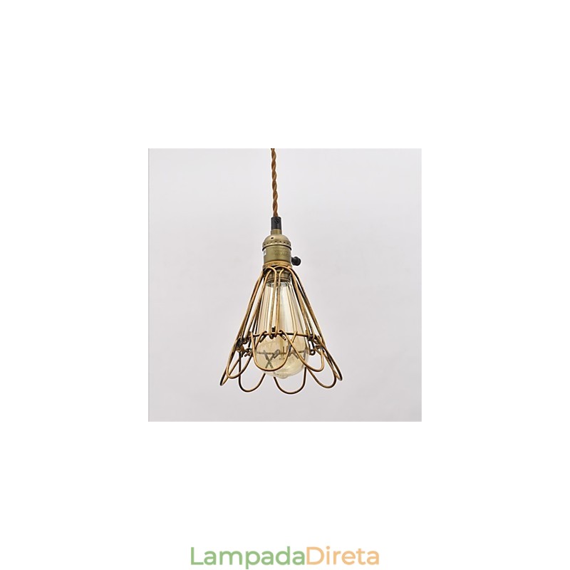 Lustre de ferro estilo americano, estilo vintage, com cabeça única, estilo lótus