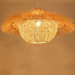 Lâmpada de teto suspensa de cabeça única moderna Rural Cany Art Woven Rattan