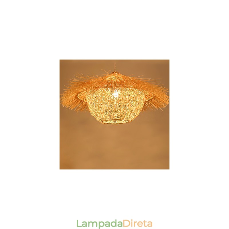 Lâmpada de teto suspensa de cabeça única moderna Rural Cany Art Woven Rattan