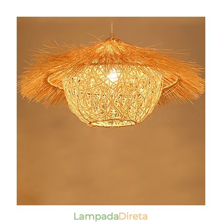Lâmpada de teto suspensa de cabeça única moderna Rural Cany Art Woven Rattan Lâmpada de teto suspensa de cabeça única moderna Rural Cany Art Woven Rattan