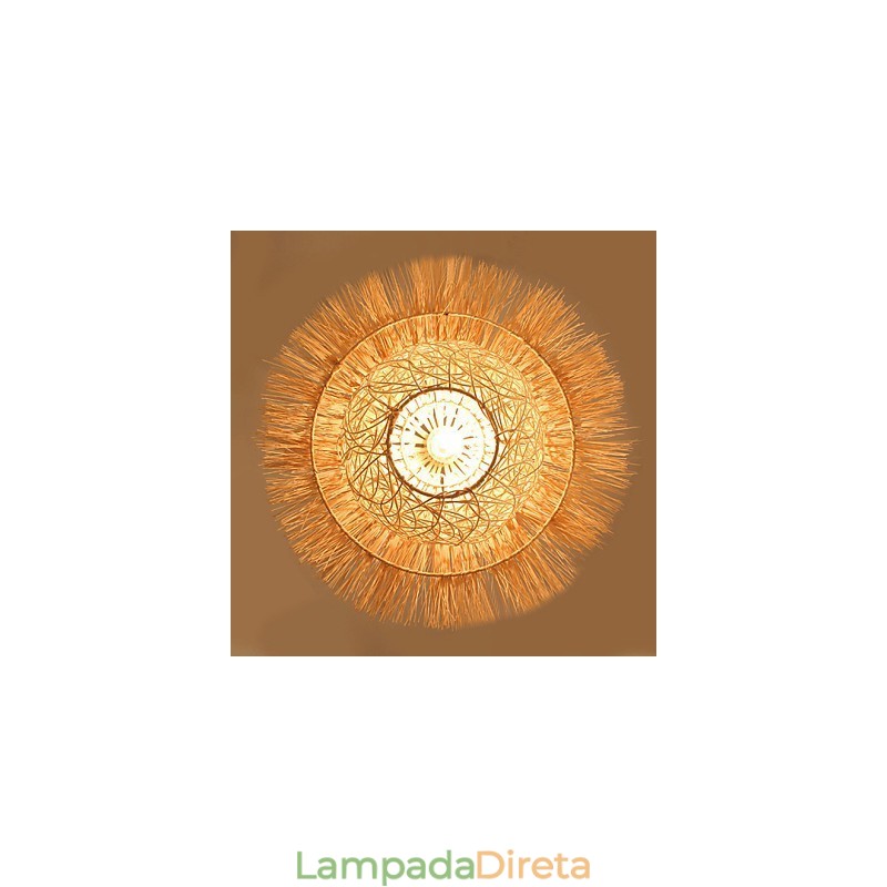 Lâmpada de teto suspensa de cabeça única moderna Rural Cany Art Woven Rattan