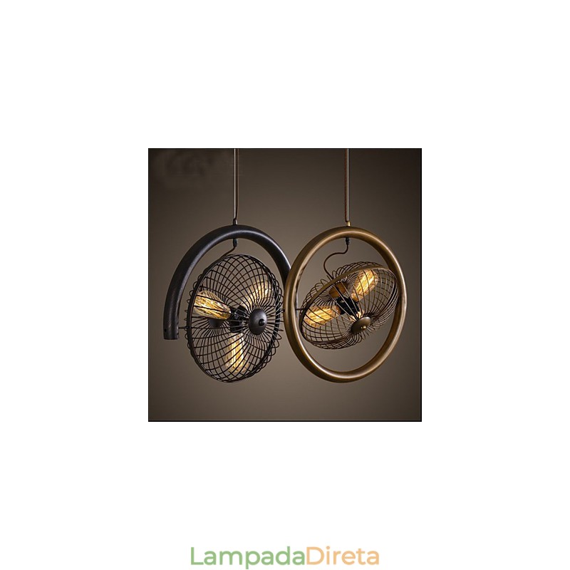 Luminária pendente estilo americano com ventilador de vento industrial retrô