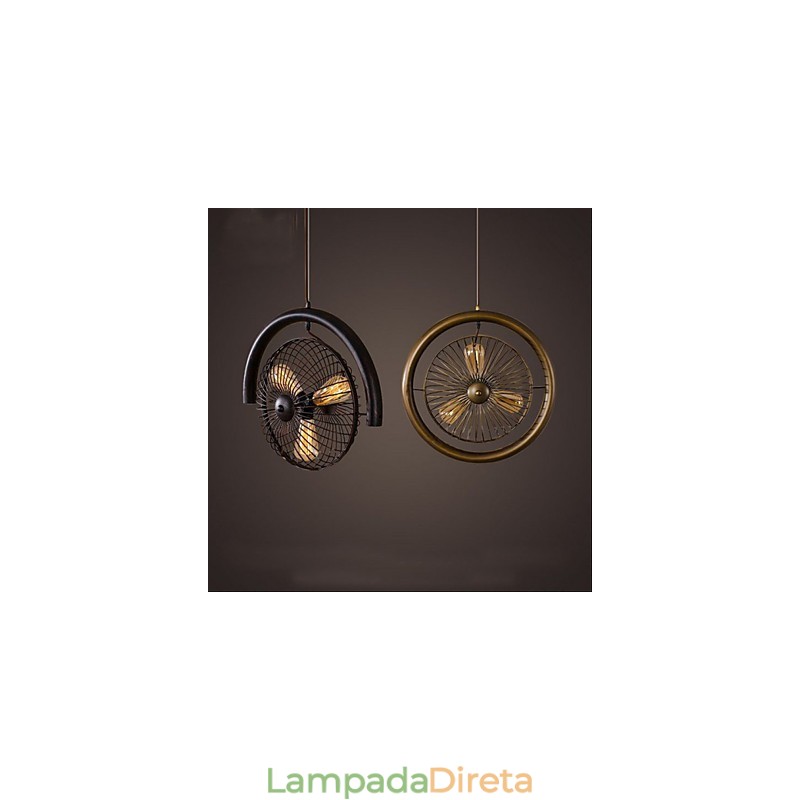 Luminária pendente estilo americano com ventilador de vento industrial retrô