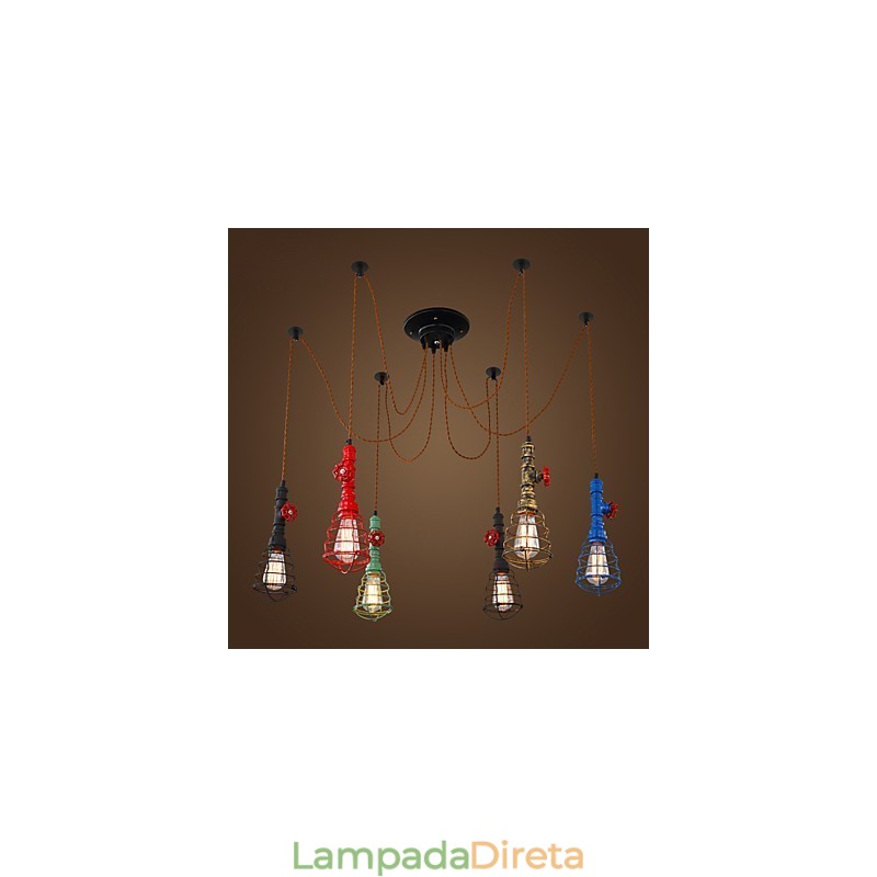 6 luzes vintage pingente luz waterpipe design luzes