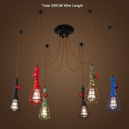 6 luzes vintage pingente luz waterpipe design luzes