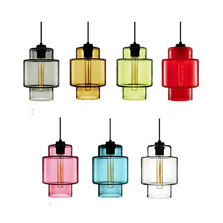 Lustre de vidro artístico de cabeça única com luminária pendente e cúpula de vidro (cinza, amarelo, verde, vermelho, rosa, azul e branco) Lustre de vidro artístico de cabeça única com luminária pendente e cúpula de vidro (cinza, amarelo, verde, vermelho, rosa, azul e branco)