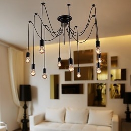 Lustre Vintage Design Lâmpadas Incluídas Living 10 Luzes Pendente Luz