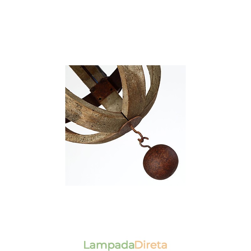 Lustre de madeira e bambu com pintura estilo vintage mini