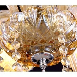 Lustre de cristal elegante âmbar de 6 luzes para casa