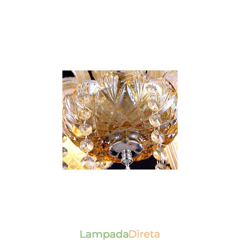 Lustre de cristal elegante âmbar de 6 luzes para casa