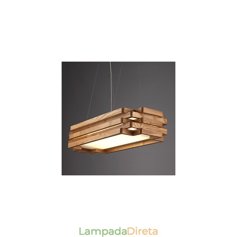 Luminária pendente moderna contemporânea estilo country mini madeira bambu