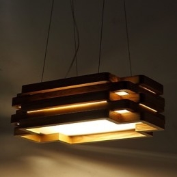 Luminária pendente moderna contemporânea estilo country mini madeira bambu