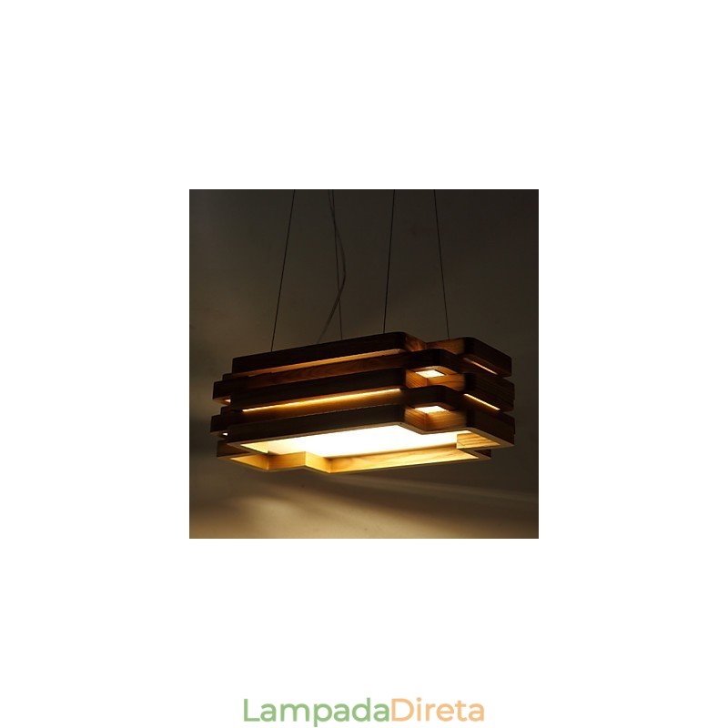 Luminária pendente moderna contemporânea estilo country mini madeira bambu