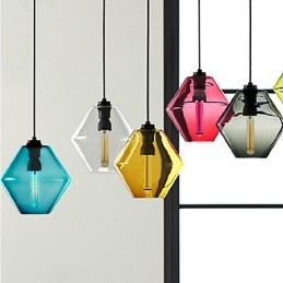 Candelabro de vidro artístico de cabeça única em cores doces com cúpula de vidro (cinza, amarelo, verde, vermelho, rosa, azul e branco)