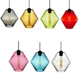 Candelabro de vidro artístico de cabeça única em cores doces com cúpula de vidro (cinza, amarelo, verde, vermelho, rosa, azul e branco)
