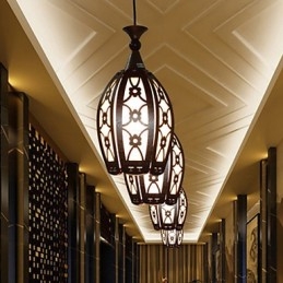 Luminária pendente de madeira criativa contemporânea e contraída para jantar