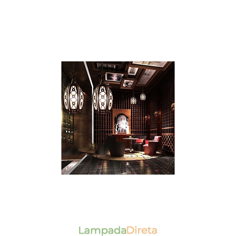 Luminária pendente de madeira criativa contemporânea e contraída para jantar