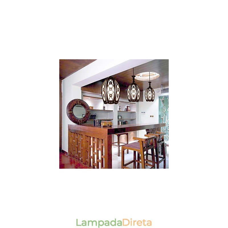 Luminária pendente de madeira criativa contemporânea e contraída para jantar