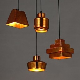 Lustre de vidro retrô americano estilo country com luz suspensa enferrujada