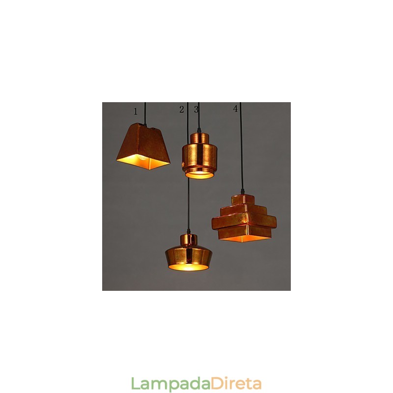 Lustre de vidro retrô americano estilo country com luz suspensa enferrujada