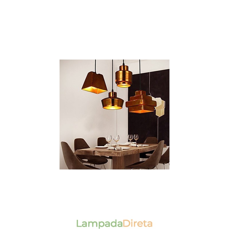 Lustre de vidro retrô americano estilo country com luz suspensa enferrujada
